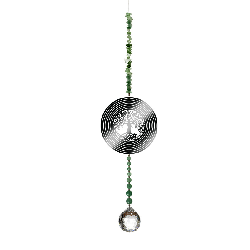 Sun Catchers Tree of Life Green Aventurine 8 Ring Border